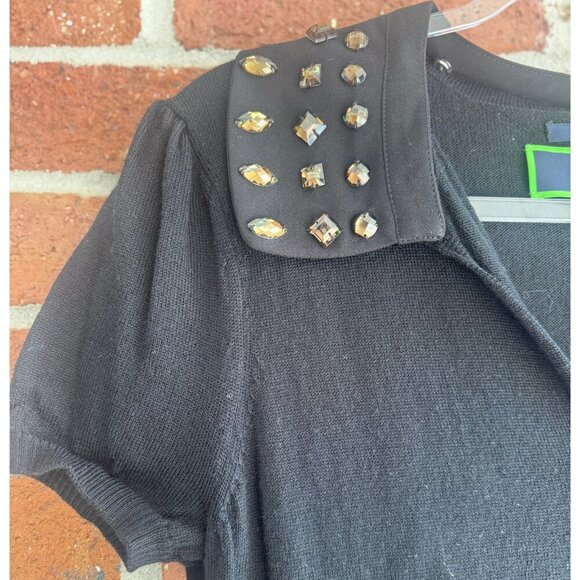 C. Wonder Black Merino Wool Knit Dress w/ Detachable Jeweled Collar | Size L - Picture 7 of 8